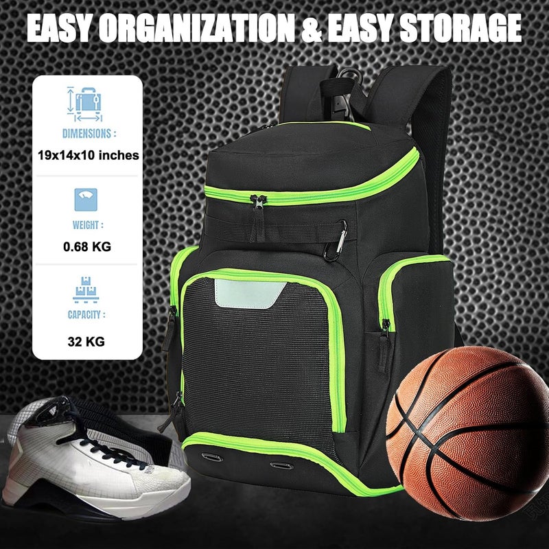 LARIPOP Basketball Backpack Large Sports Bag, Gym Bag with Ball Compartment and Shoe Compartment to Store Sports Shoes Water Bottles Laptops and Daily Necessities, Widely Used in Basketball, Soccer - Image 2
